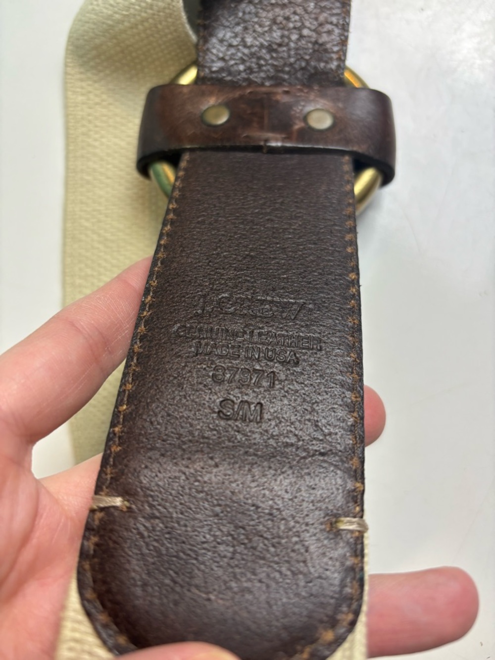J. Crew wide Canvas‎ and Brown Leather stretch Belt sz S/M - Picture 3 of 7